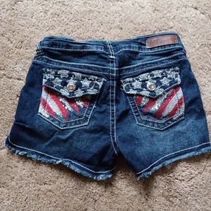 Wallflower Denim Shorts red white sequin sz 1